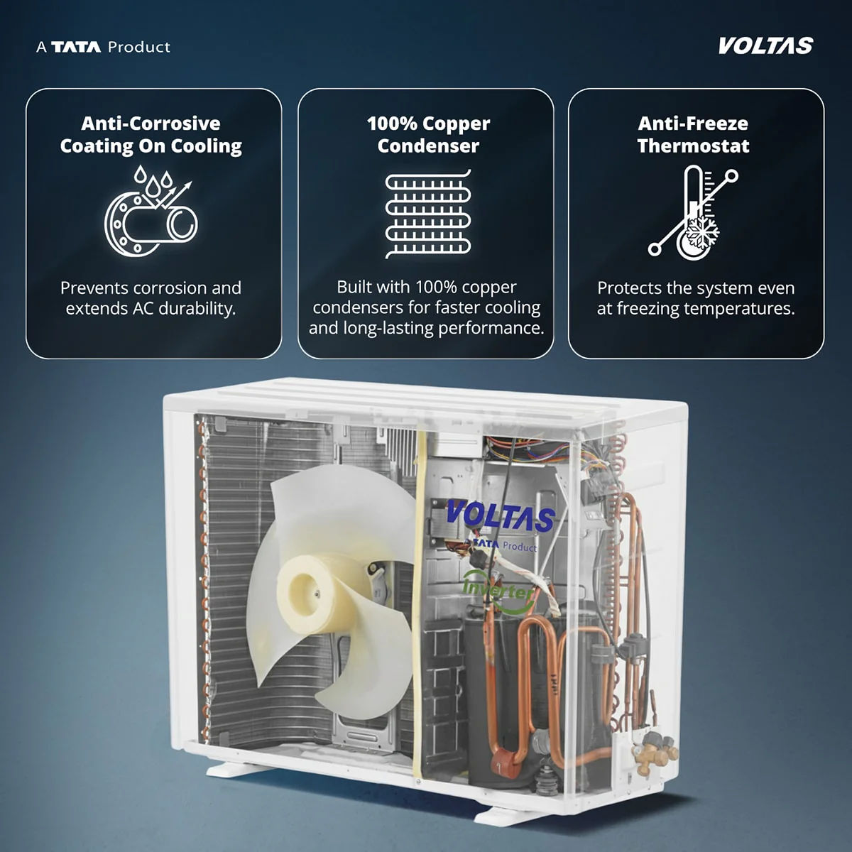 Voltas Split Air Conditioner, 1.5 Ton, 3 Star - 183INV Vectra Zenith Silver - Image 13