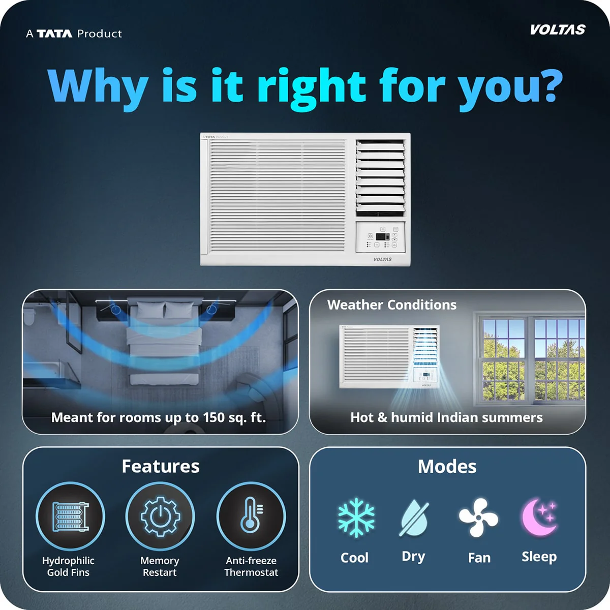 Voltas Window Air Conditioner 122 Vectra FS Platina - Image 2
