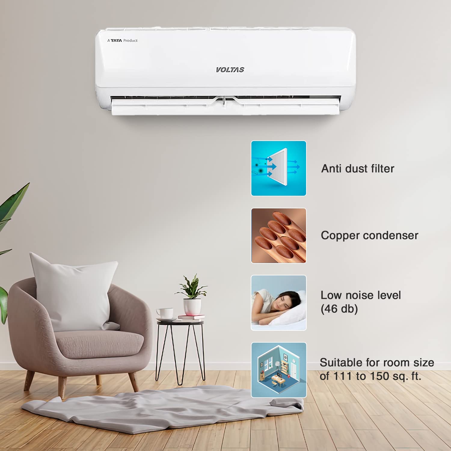 Voltas 1.5 Ton 3 Star, Inverter Split AC 183V Vertis - Image 2