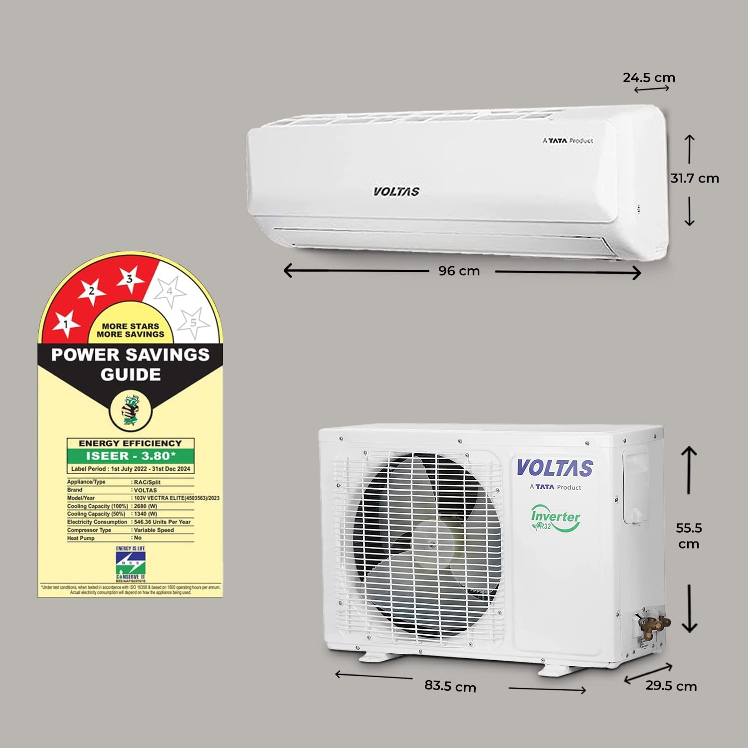 Voltas 1.5 Ton 3 Star, Inverter Split AC 183V Vertis - Image 3
