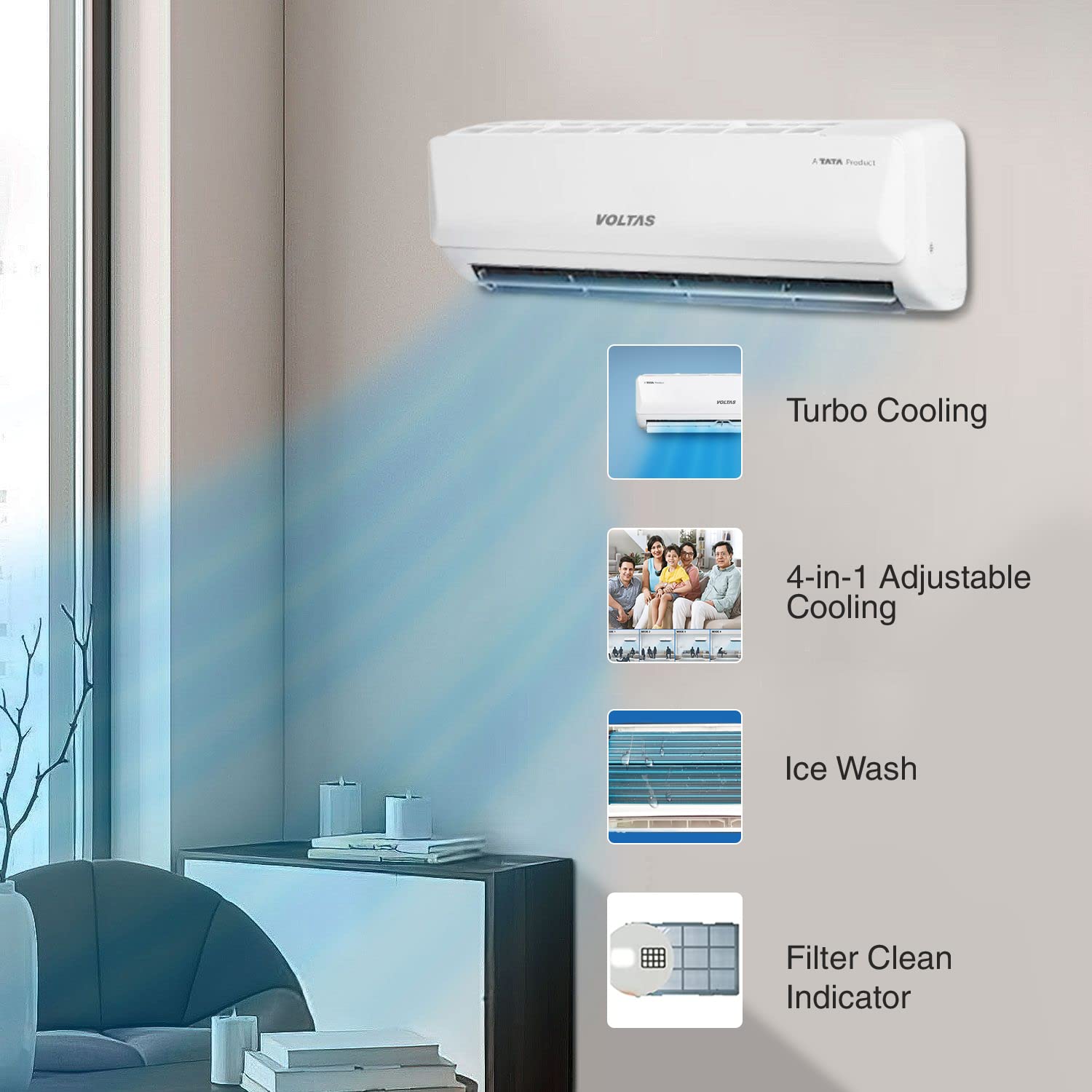 Voltas 1.5 Ton 3 Star, Inverter Split AC 183V Vertis - Image 4