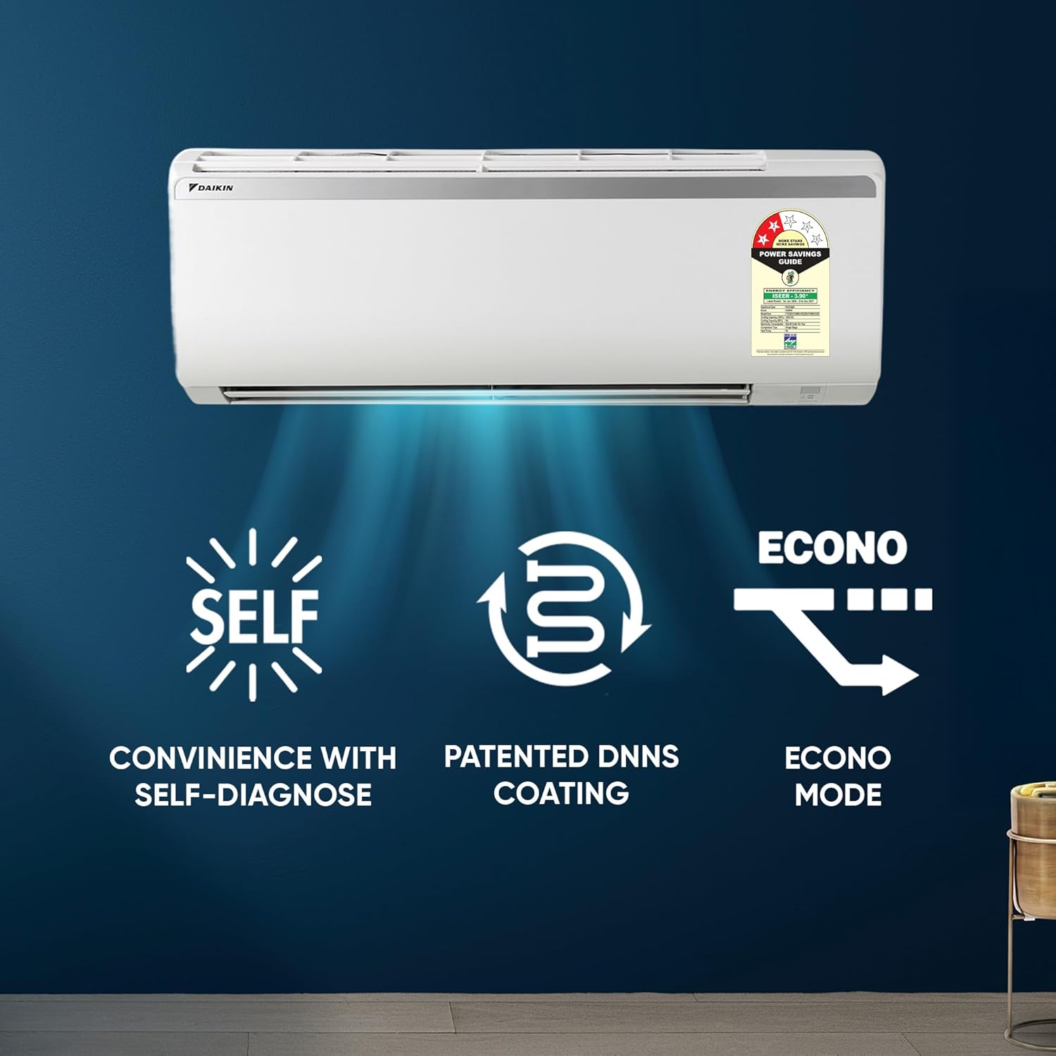 Daikin 1.0 Ton 2 Star, Fixed Speed Split AC (Copper, PM2.5 Filter, FTQ35XV16, White) - Image 4