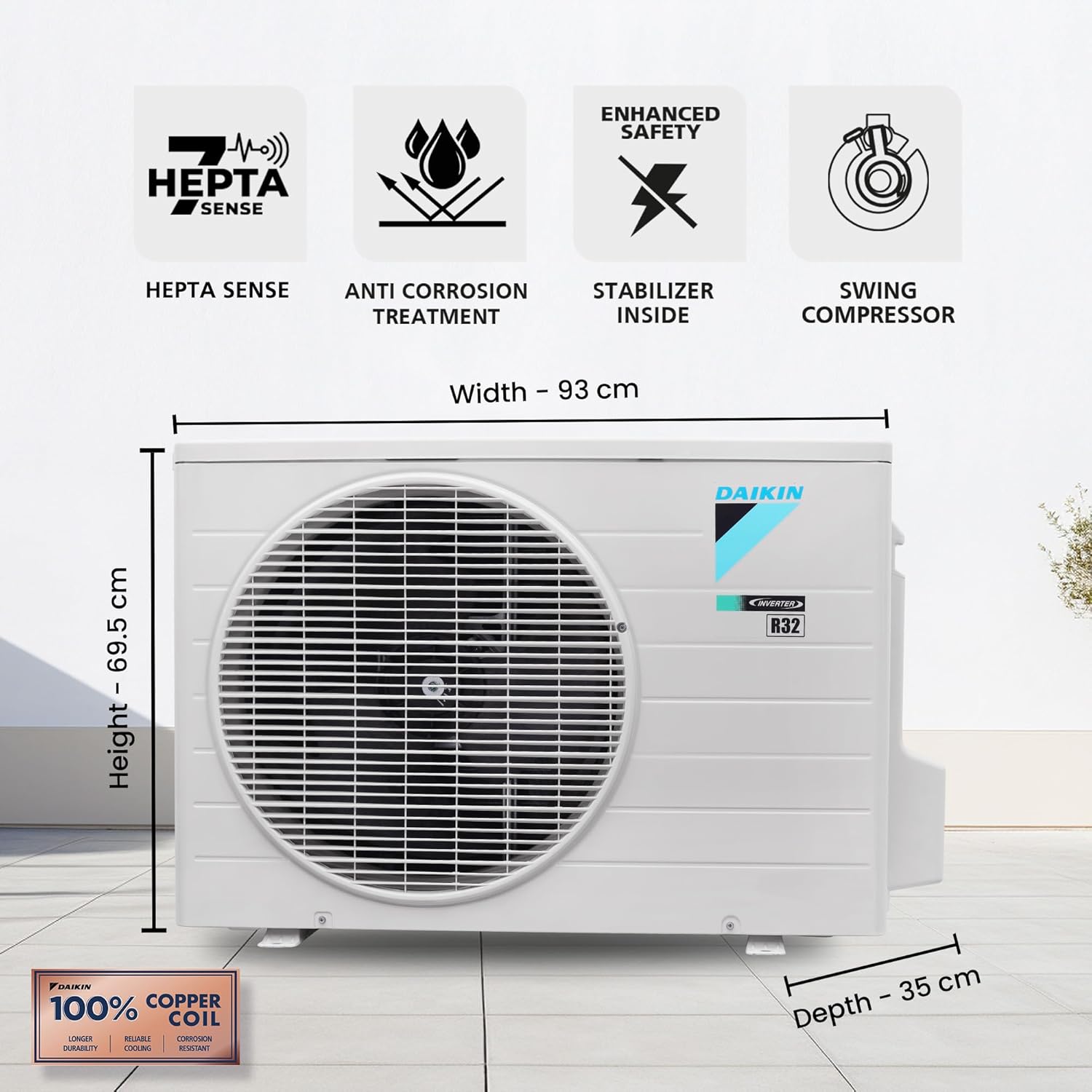 Daikin 2.6 Ton 3 Star Inverter Split AC (Copper, PM2.5 Filter, FTKL90XV16, White) - Image 3