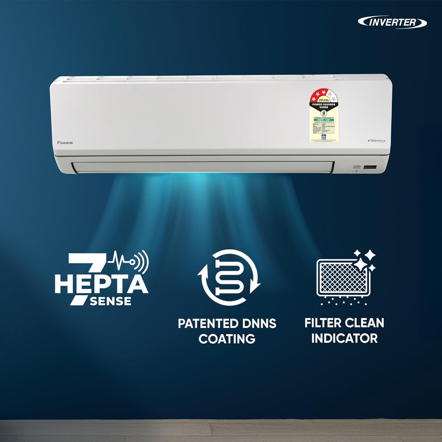 Daikin 2.6 Ton 3 Star Inverter Split AC (Copper, PM2.5 Filter, FTKL90XV16, White) - Image 2