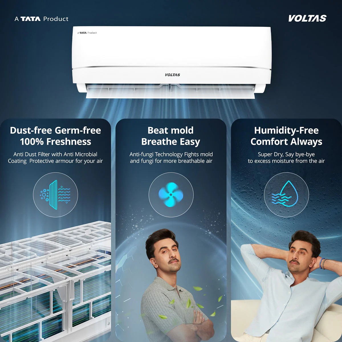 Voltas Split Air Conditioner, 1.5 Ton, 3 Star - 183INV Vectra Zenith Silver - Image 8