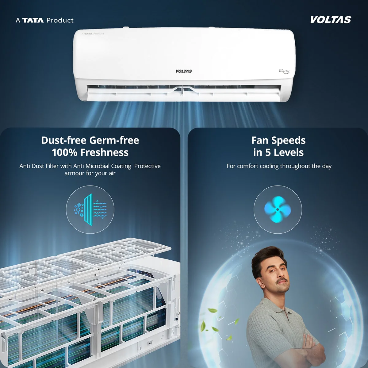 Voltas Split Air Conditioner, 1.5 Ton, 5 Star - 185INV Vectra Elegant - Image 7