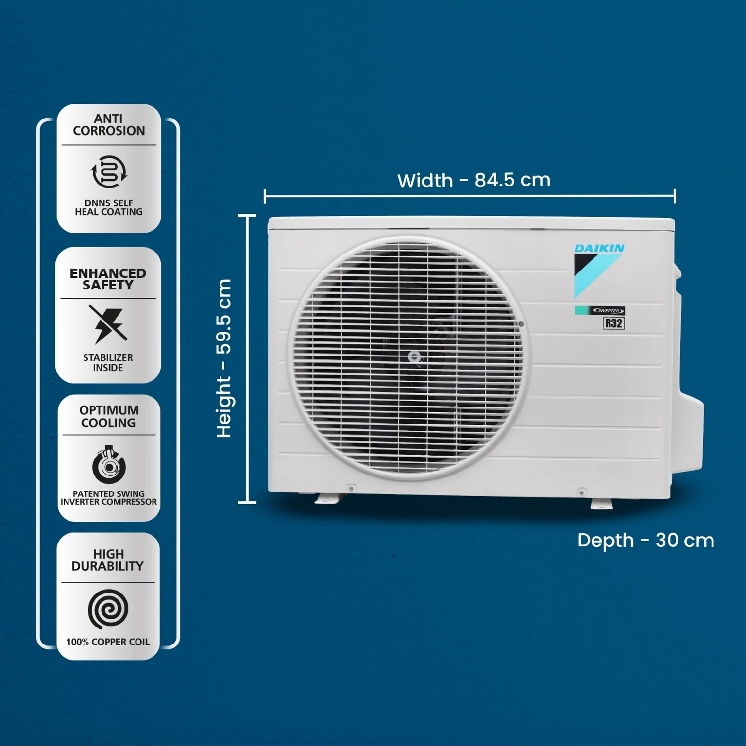 Daikin Model 1.4 Ton 3 Star Split Inverter AC (FTKC48UV16W, White) - Image 3